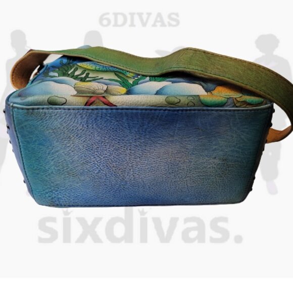 Anuschka Shoulder Bag Leather Crossbody Bag Hand-Painted Mermaid Motif Bag-NEW - Picture 4 of 9